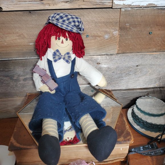 Raggedy Ann & Andy Shelf Sitting Raggedy Dolls  - Vintage Unicorn Industries - Picture 8 of 13